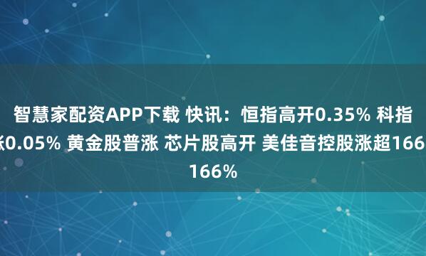 智慧家配资APP下载 快讯：恒指高开0.35% 科指涨0.05% 黄金股普涨 芯片股高开 美佳音控股涨超166%